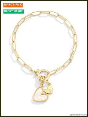 Mint & Lily Mother of Pearl Initial Heart Bracelet Gold Plated